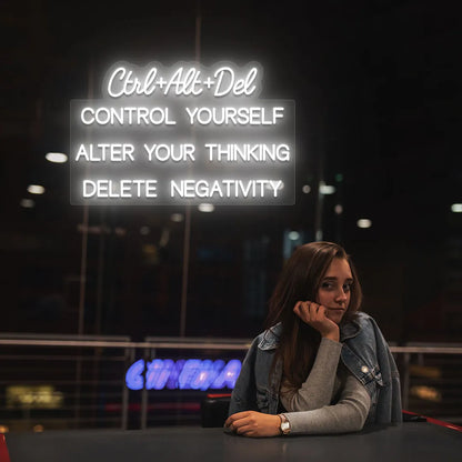 Ctrl + Alt + Dlt Quote Led Neon Sign | White