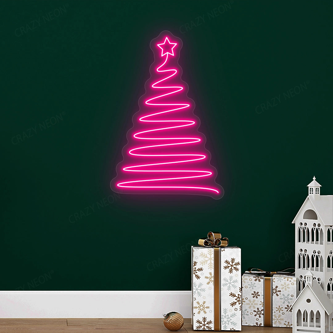 Christmas Tree Shaped LED Neon Sign | Pink 