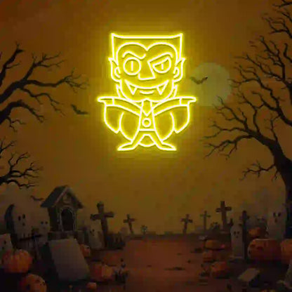 Chibi Vampire Neon Sign | Yellow
