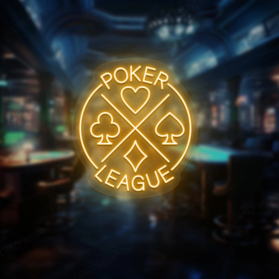 Poker League Neon Sign | Orange