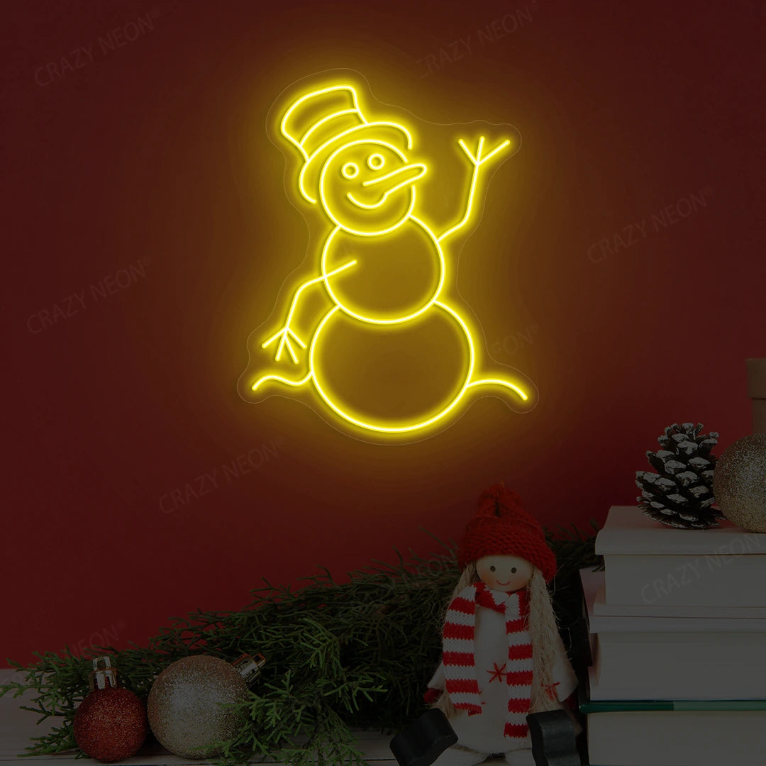 Jolly Snowman Neon Sign | yellow