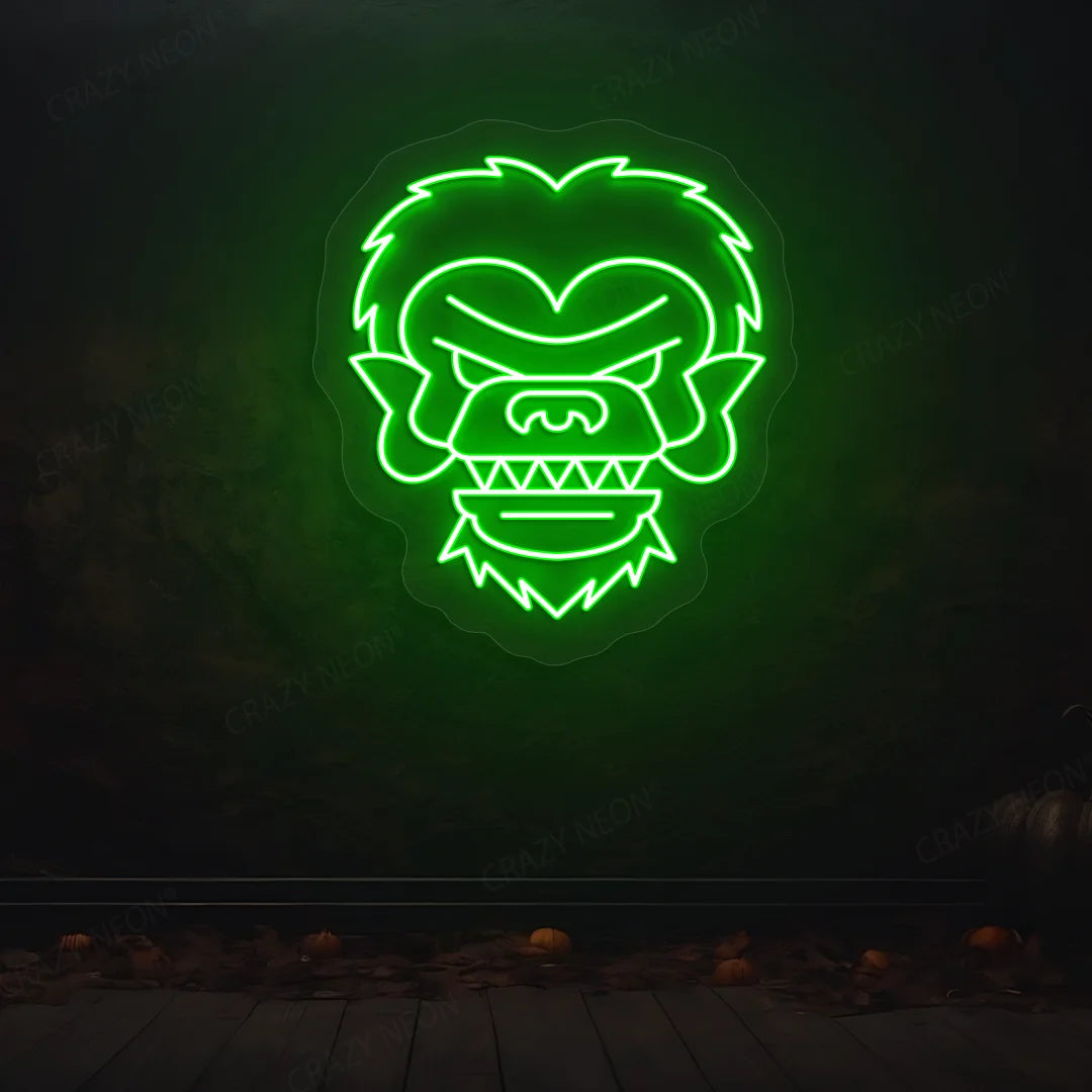 Werewolf Face Neon Sign | Green