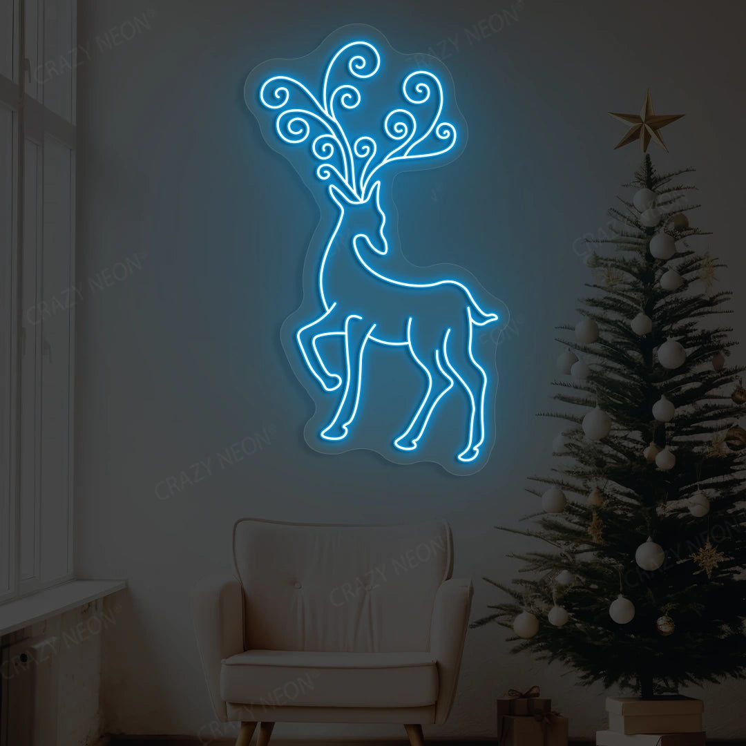Regal Swirl Antler Reindeer Neon Sign | Iceble