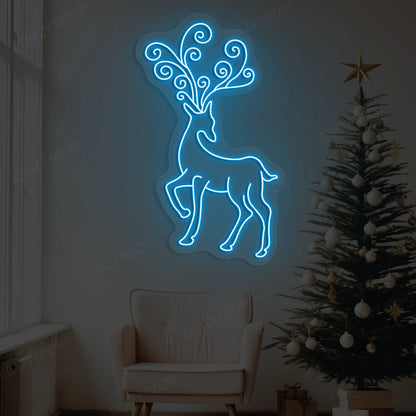 Regal Swirl Antler Reindeer Neon Sign | Iceble