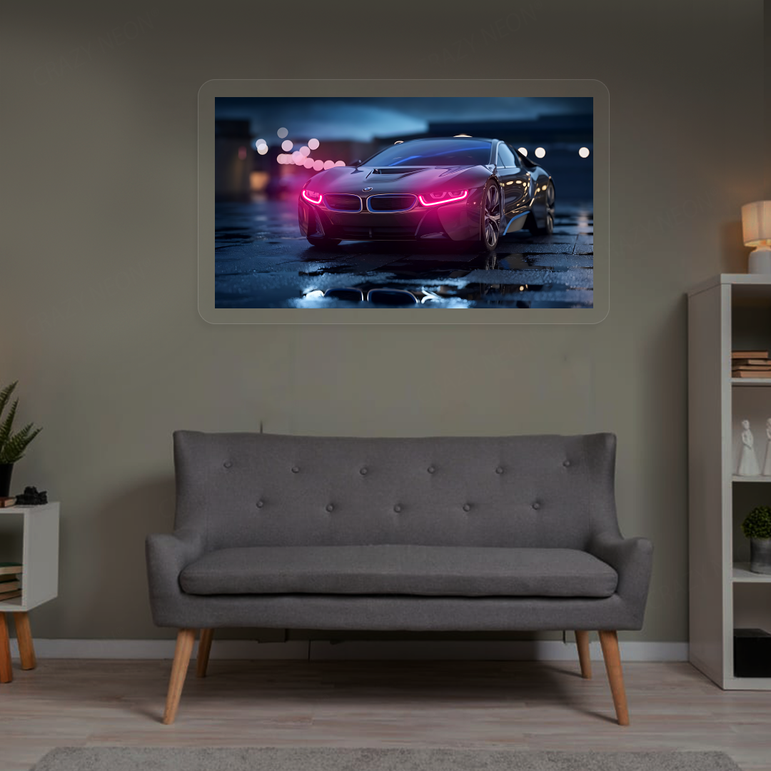 BMW i8 Coupe Neon Artwork | Pink