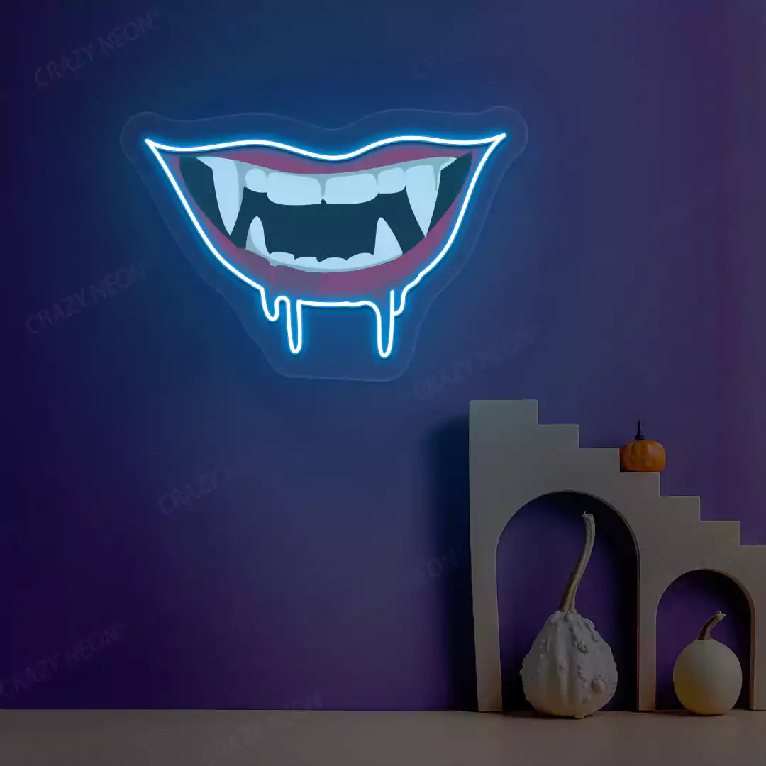 Dripping Vampire Smile Neon Artwork | Iceblue