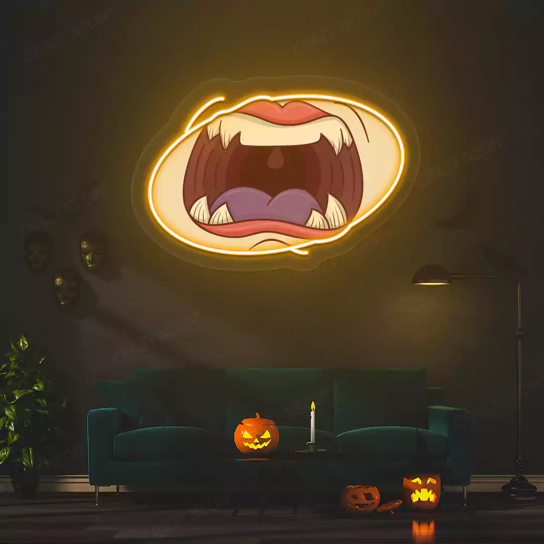 Vampire Mouth Neon Artwork | Orange