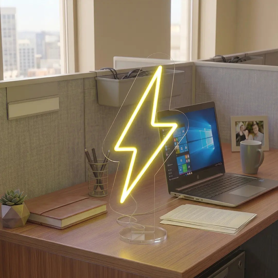 Electric Bolt Mini Neon Sign in Yellow color