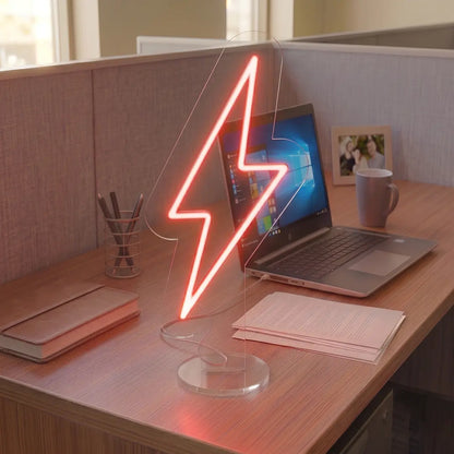 Electric Bolt Mini Neon Sign in red color