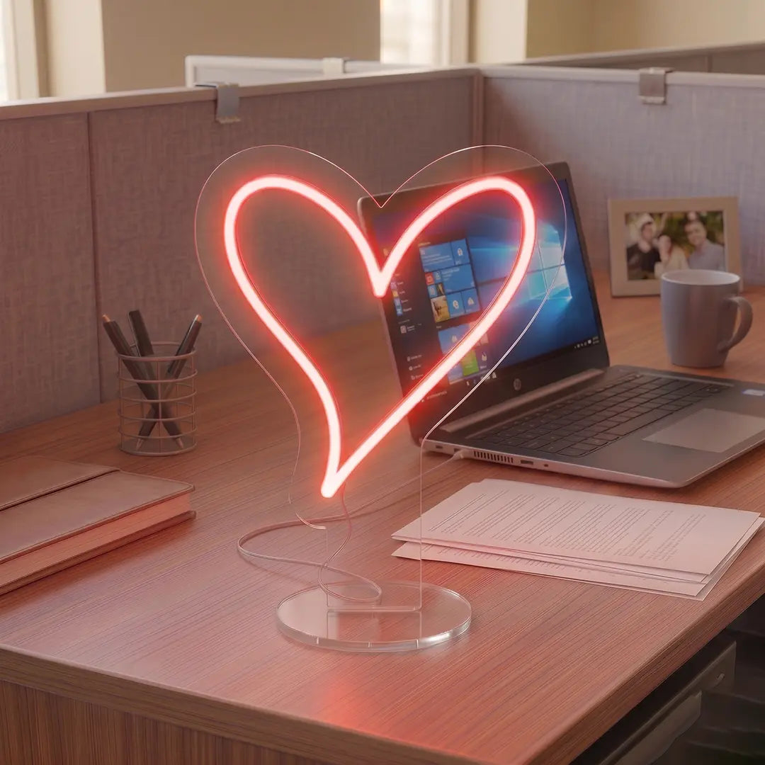 Minimal Heart Mini Neon Sign in Red Color