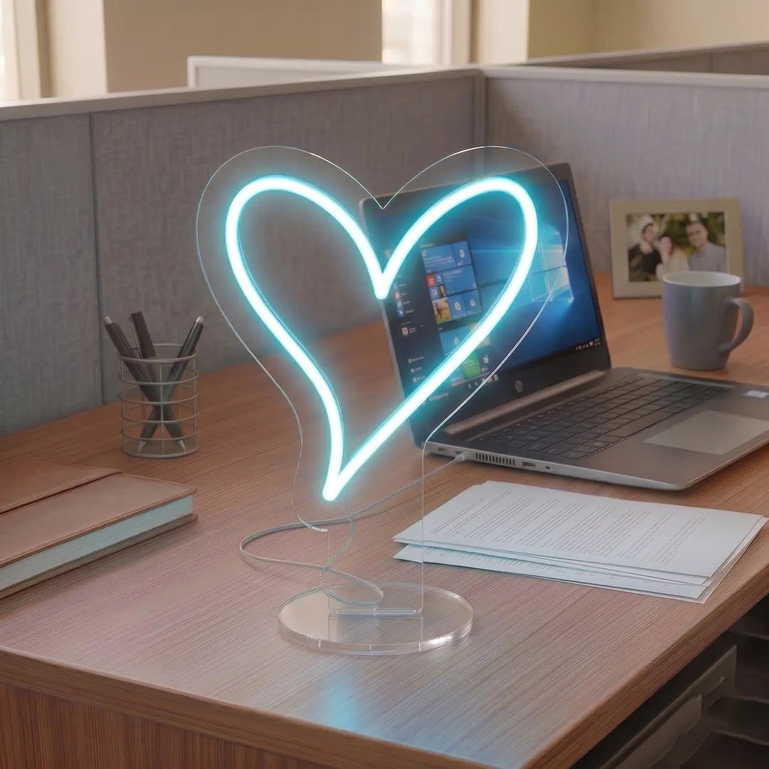 Minimal Heart Mini Neon Sign in Iceblue color