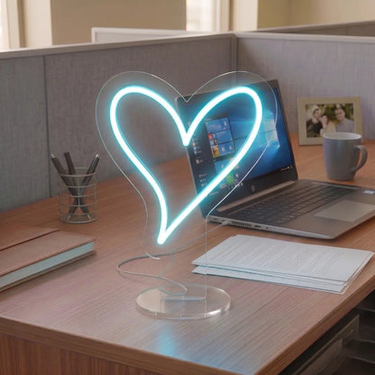 Minimal Heart Mini Neon Sign in Iceblue color