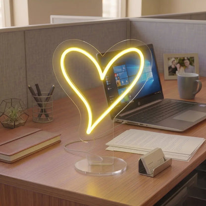 Minimal Heart Mini Neon Sign in yellow color