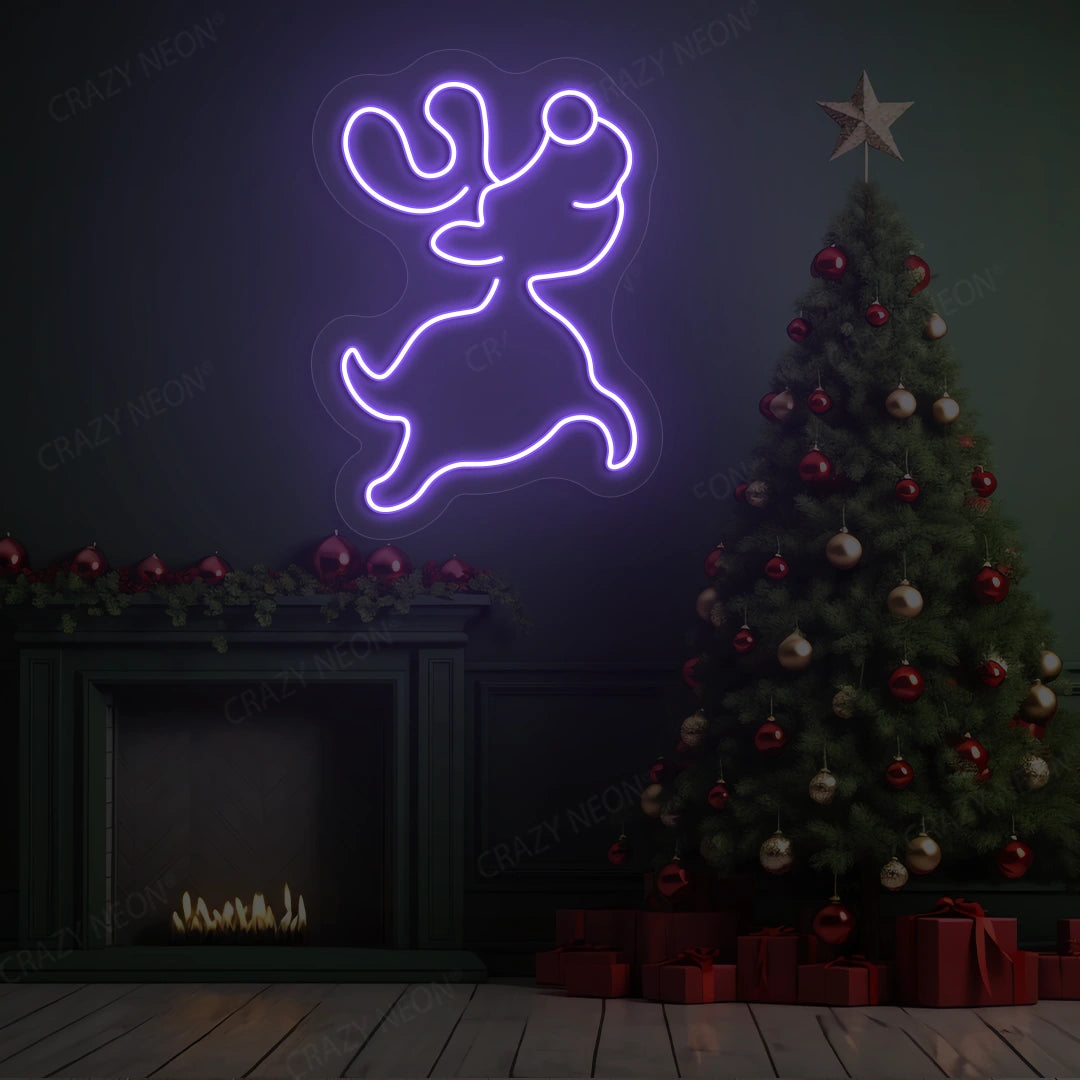 Prancing Reindeer Neon Sign | Purple