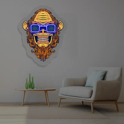 Funky Chimp Neon Artwork in Blue color