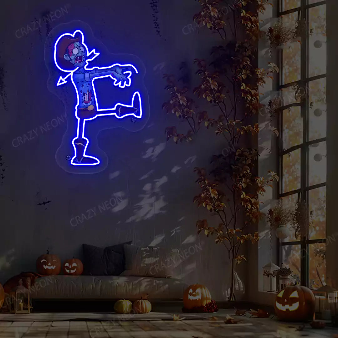 Cowboy Zombie Neon Artwork | Blue