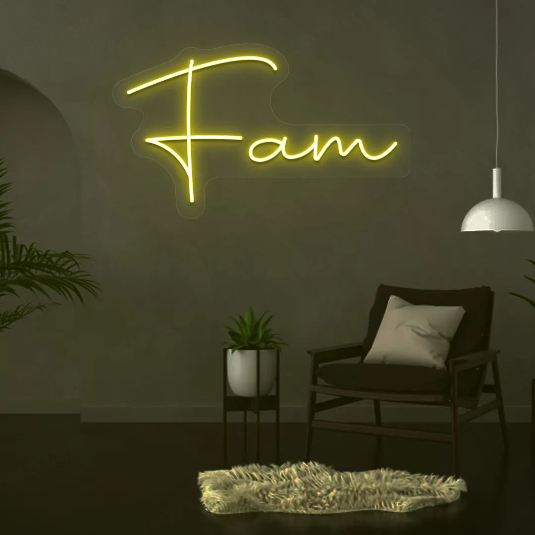 Fam Neon Sign | Yellow