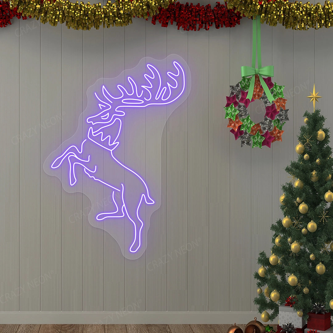 Christmas Reindeer Neon Sign | Purple 