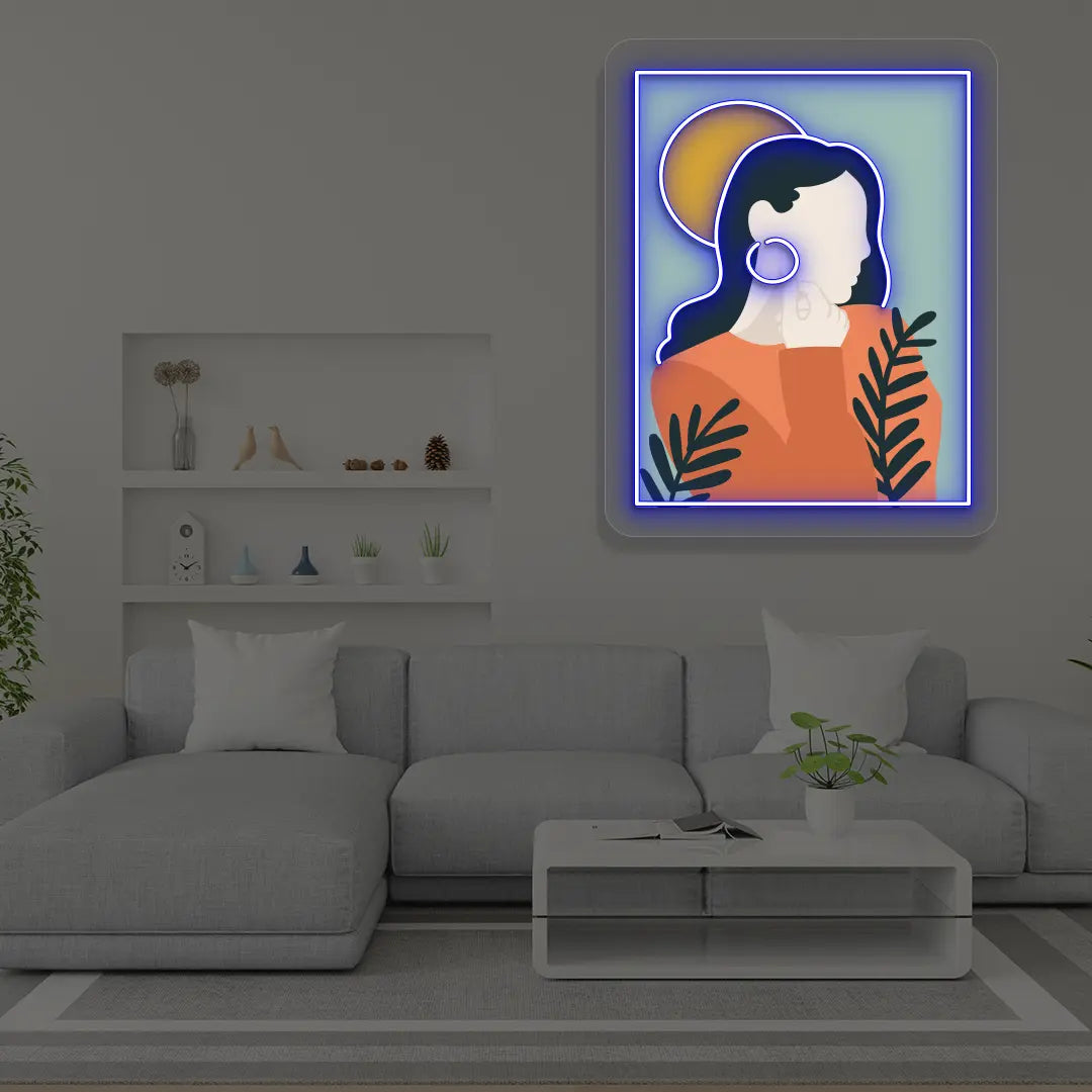 Calm Aura Abstract Neon Artwork Sign in Blue color