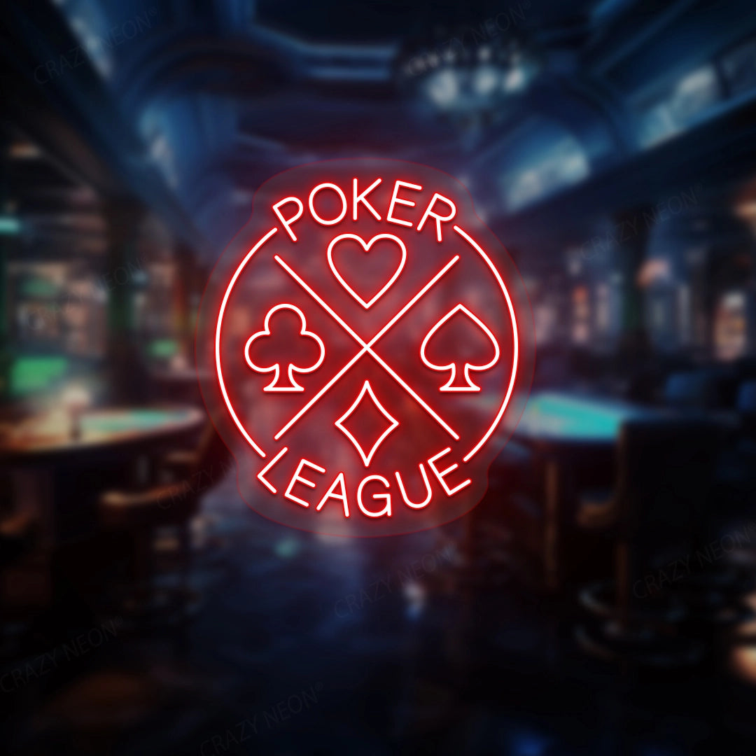 Poker League Neon Sign | Red