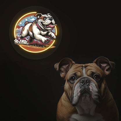 Zoomies Bulldog Run Neon Artwork i orange color