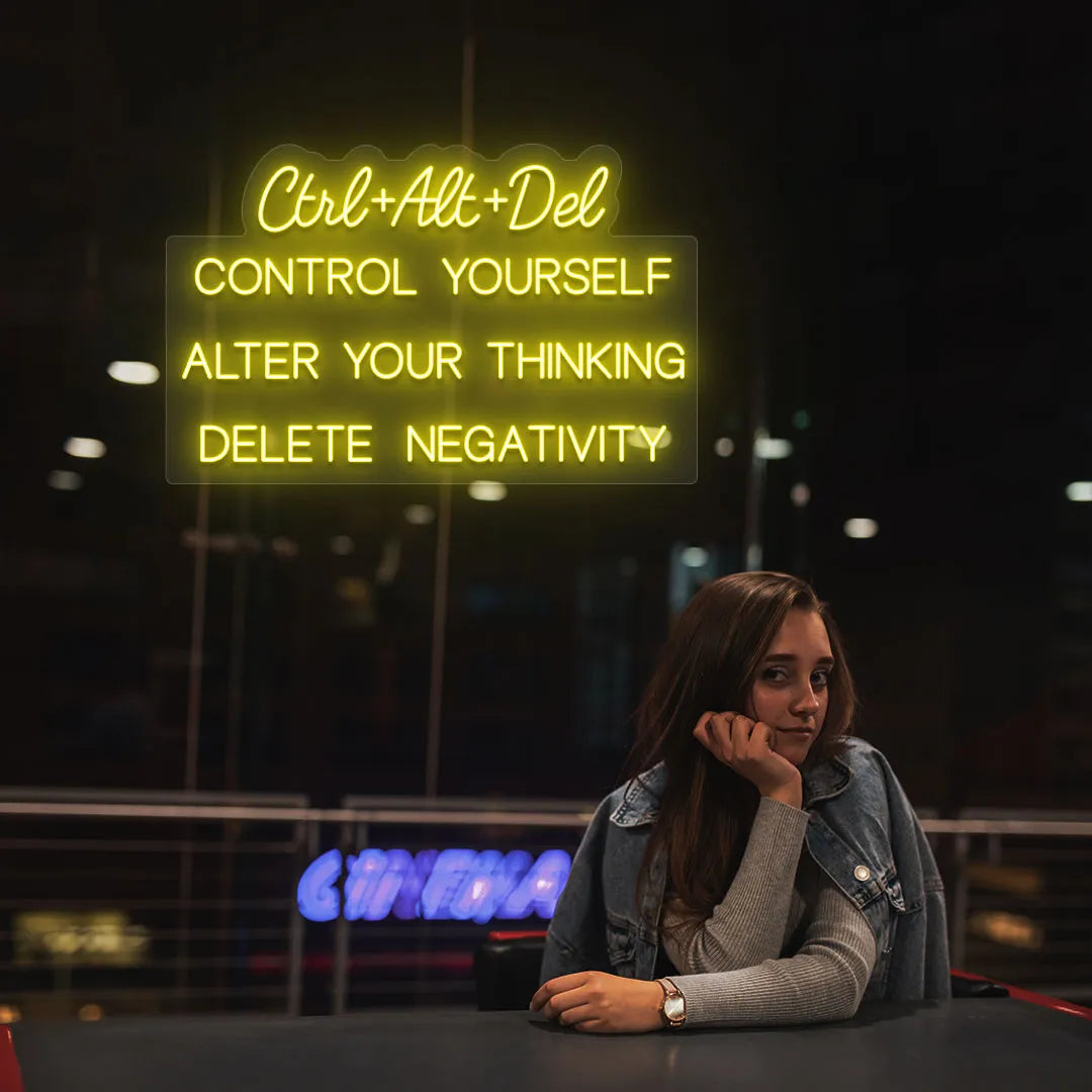 Ctrl + Alt + Dlt Quote Led Neon Sign | Yellow