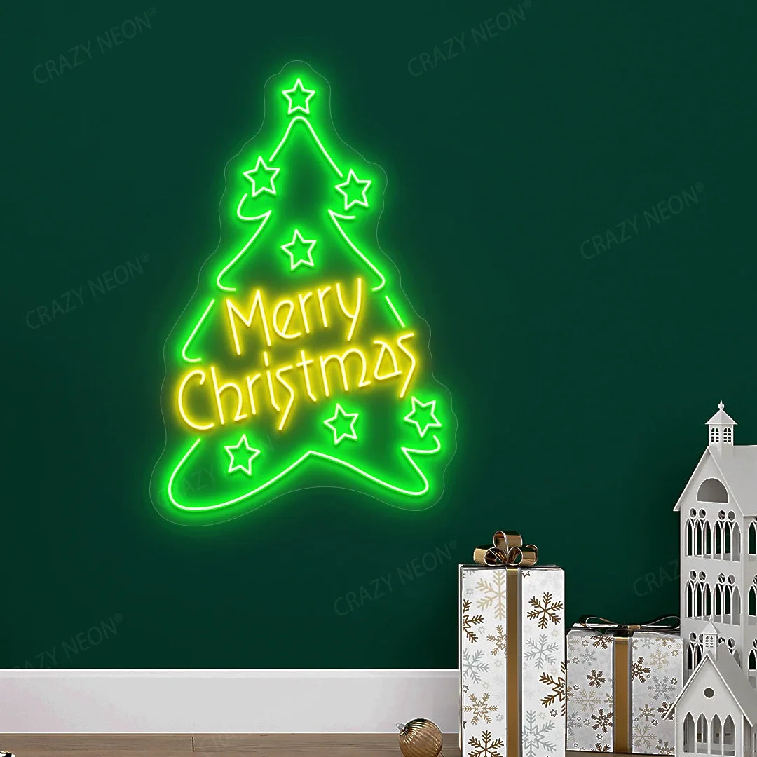 Christmas Tree Neon Sign | Yellow