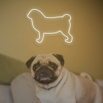Pug Neon Sign | White