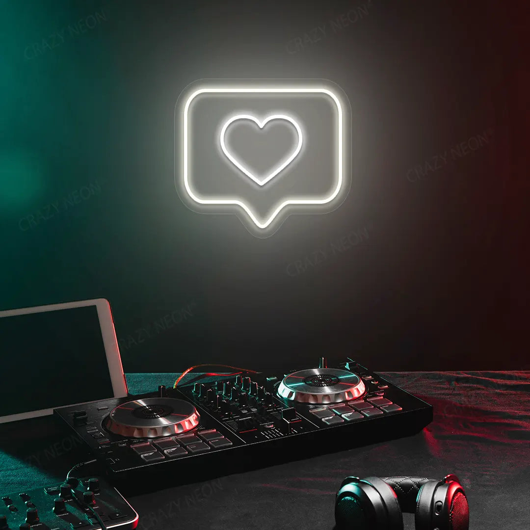 Like Heart Neon Sign in Warm White Color Mounted on a wall 