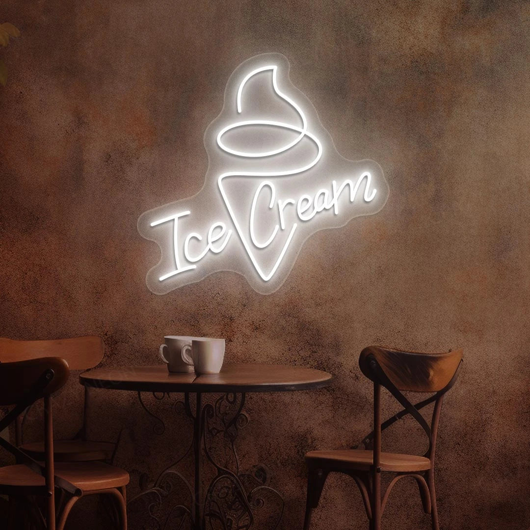 Ice Cream Neon Sign | white