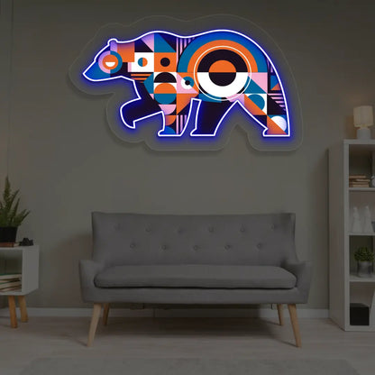 Chroma Bear Abstract Neon Artwork Sign in Blue color