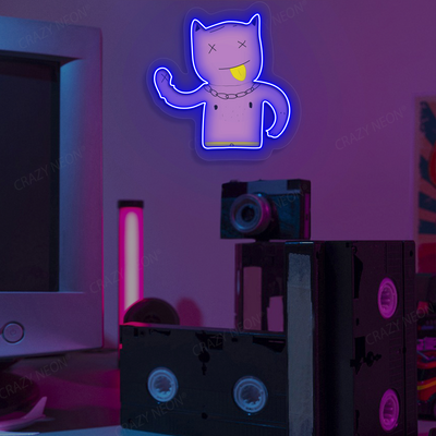 Zone Out Kitty Neon Artwork | Blue