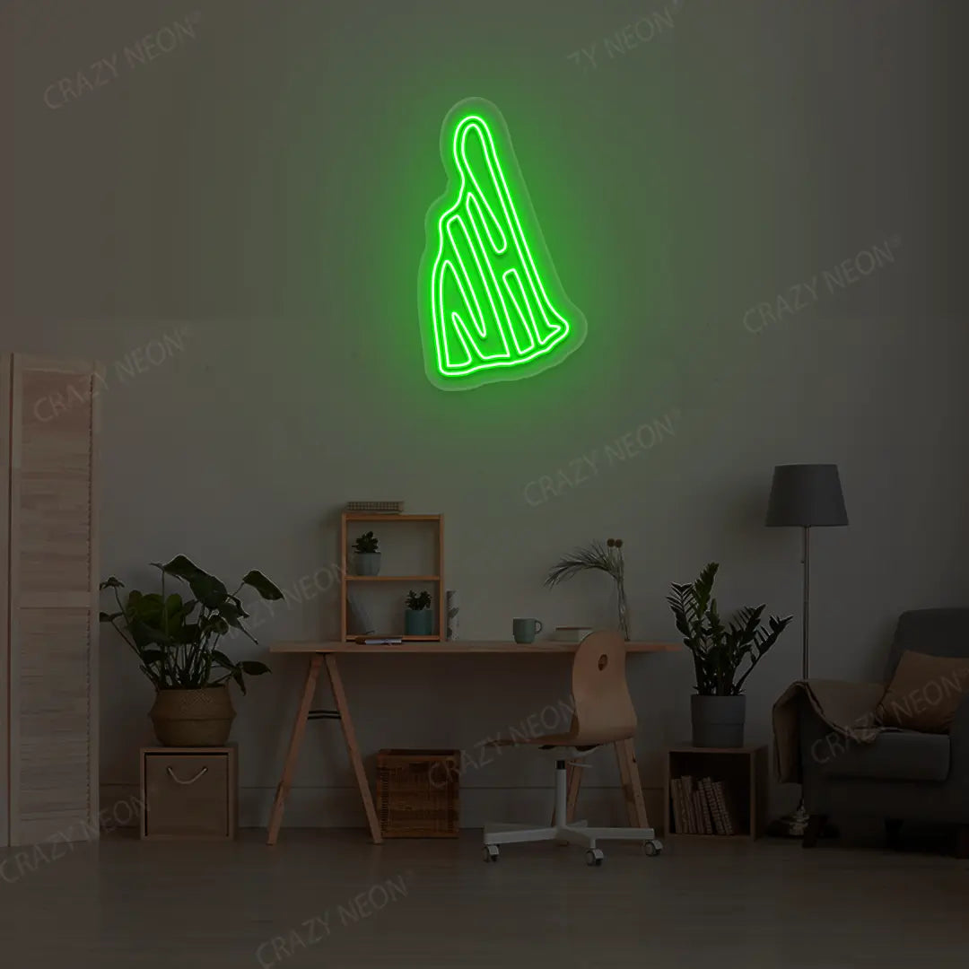 NEW HAMPSHIRE Map Neon Sign lighting up in green color in a room