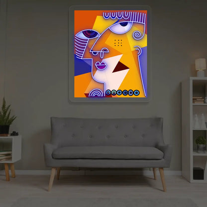  Colorburst Face Abstract Neon Artwork in Purple color