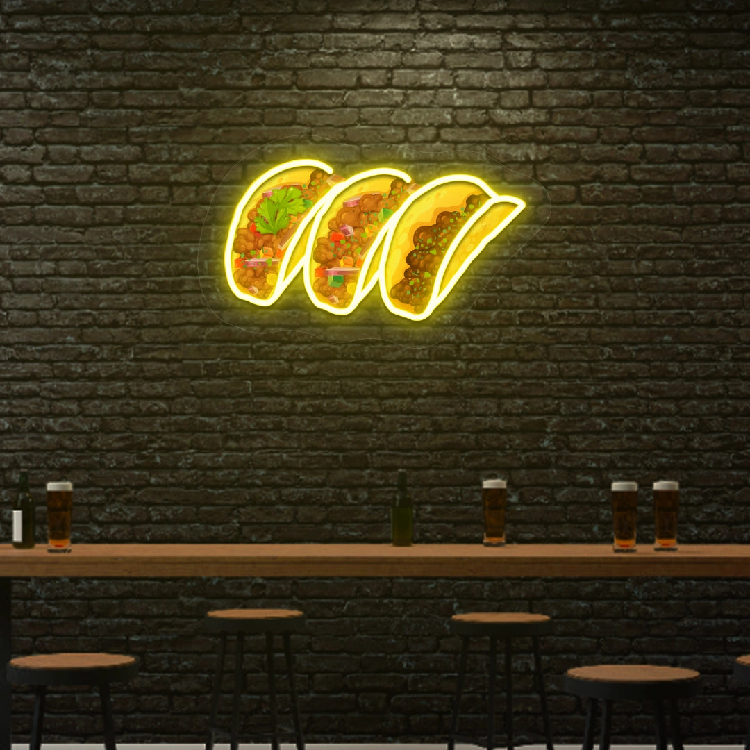 Tacos Neon Sign Artwork | yellow 