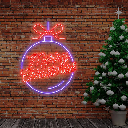 Merry Christmas Bauble LED Neon Sign| Purple 