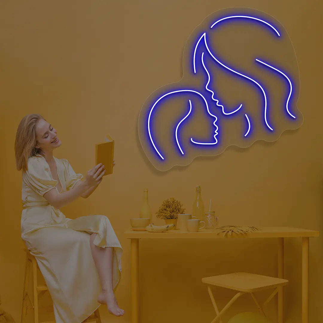 Mama & Me Neon Sign in Blue color