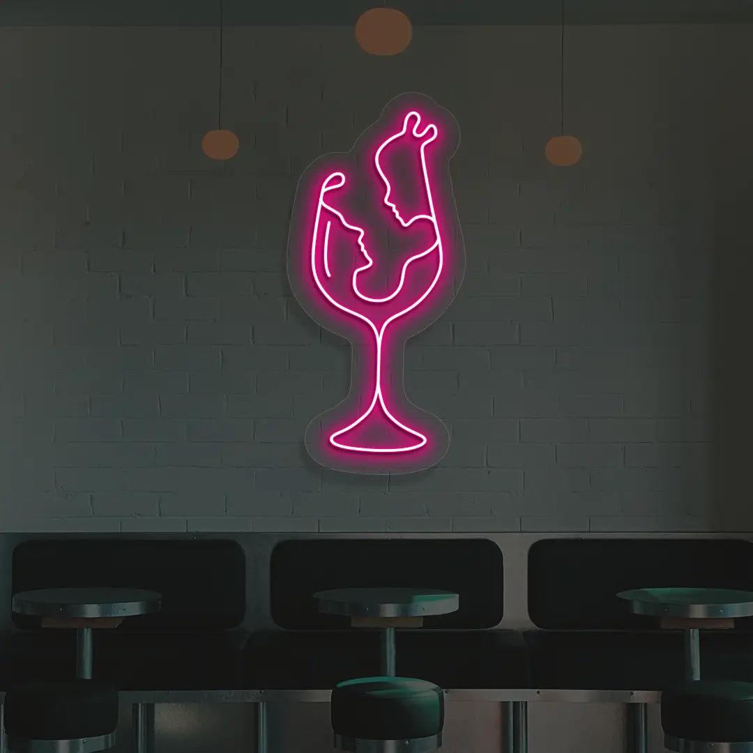 Sips & Soulmates Neon Sign in Pink color