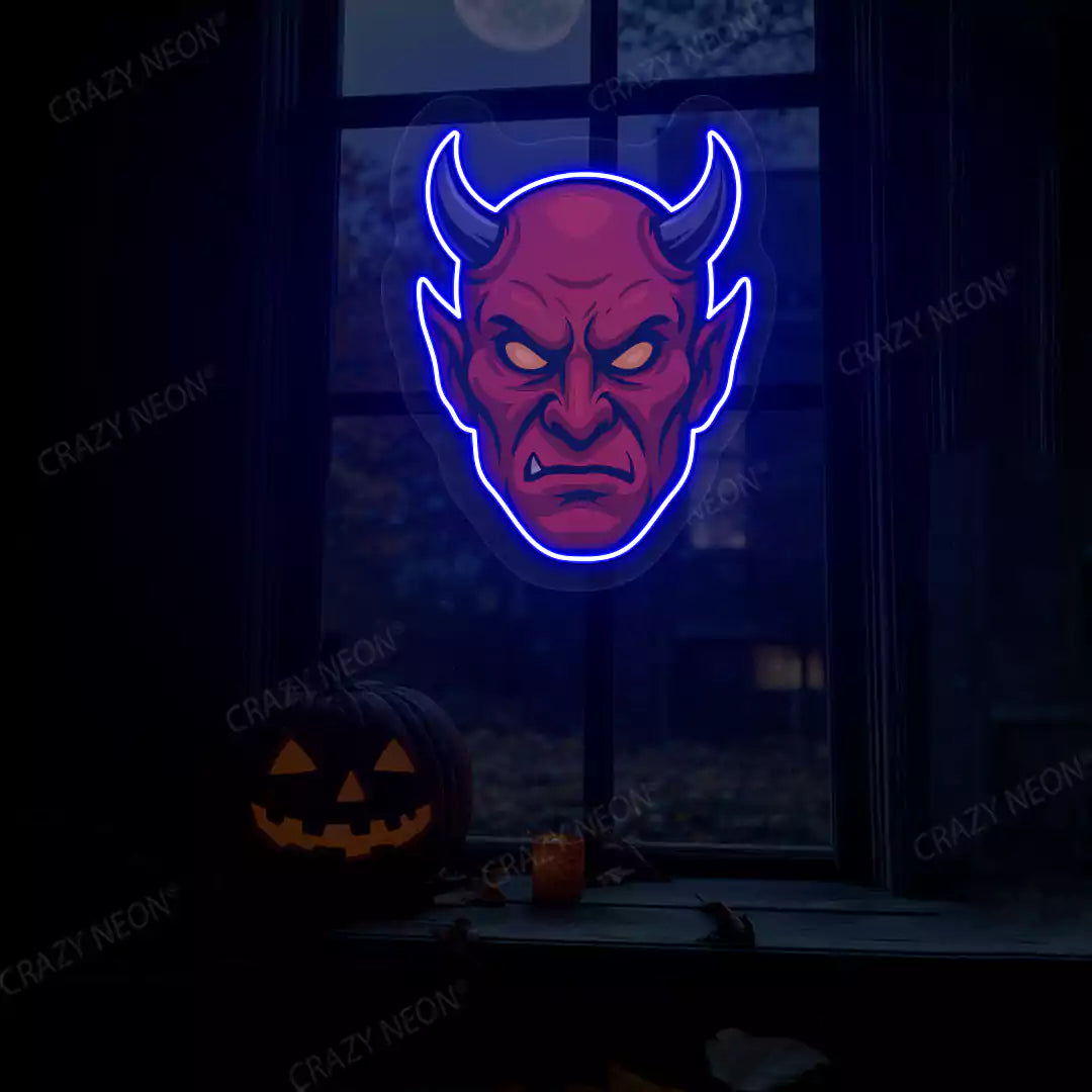 Devil Head Neon Artwork | Blue