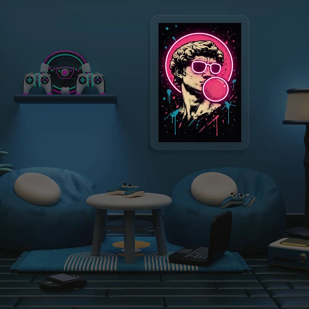 David de Michelangelo Pop Art Neon Artwork in Pink color