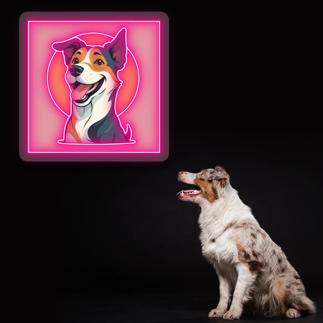 Happy Aussie Halo Neon Artwork in Pink LED 
