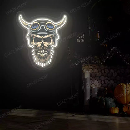 Biker Skull Neon Sign | Warmwhite