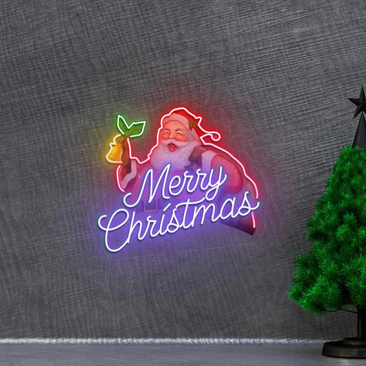 Merry Christmas Neon Artwork | purple