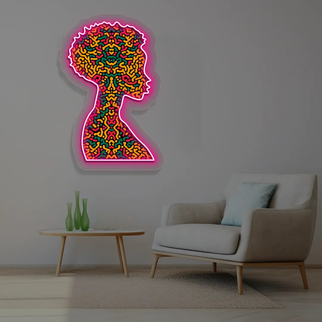 Vivid Diva Neon Artwork in Pink color