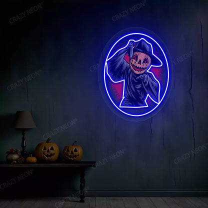 Pumpkin Reaper Neon Artwork | Blue