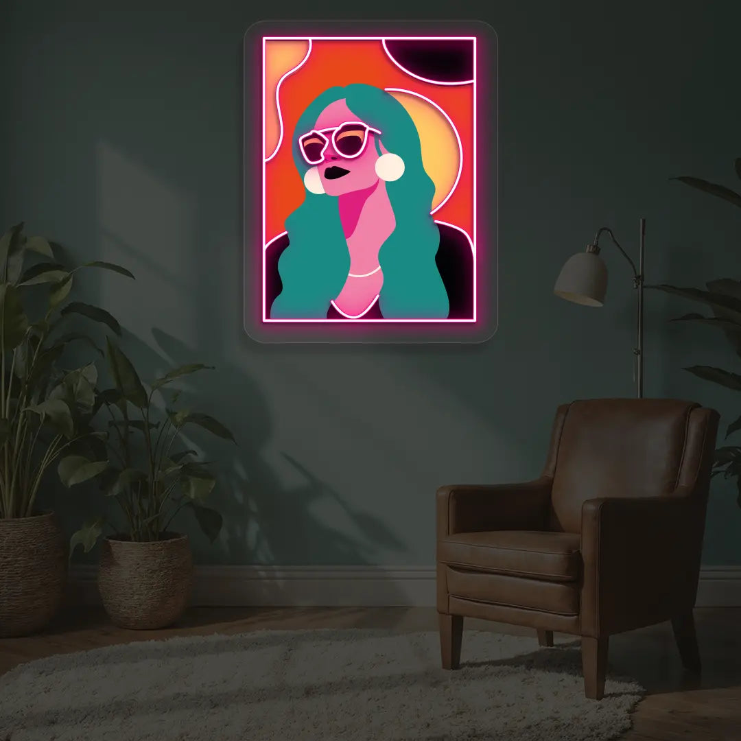 Chic Diva Neon Artwork in Pink Color
