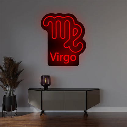 Virgo zodiac symbol custom red neon sign