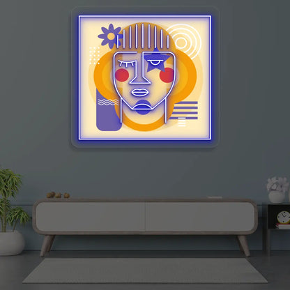 Urban Pop Abstract Neon Artwork Sign in Purple color