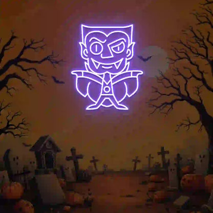 Chibi Vampire Neon Sign | Purple