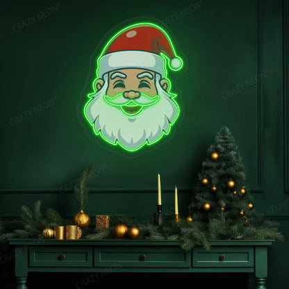 Santa Head Neon Artwork | Green